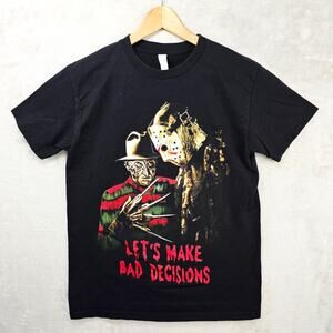 Freddy & Jason Shirt Mens Medium Black Let’s Make Bad Decisions Horror Movie